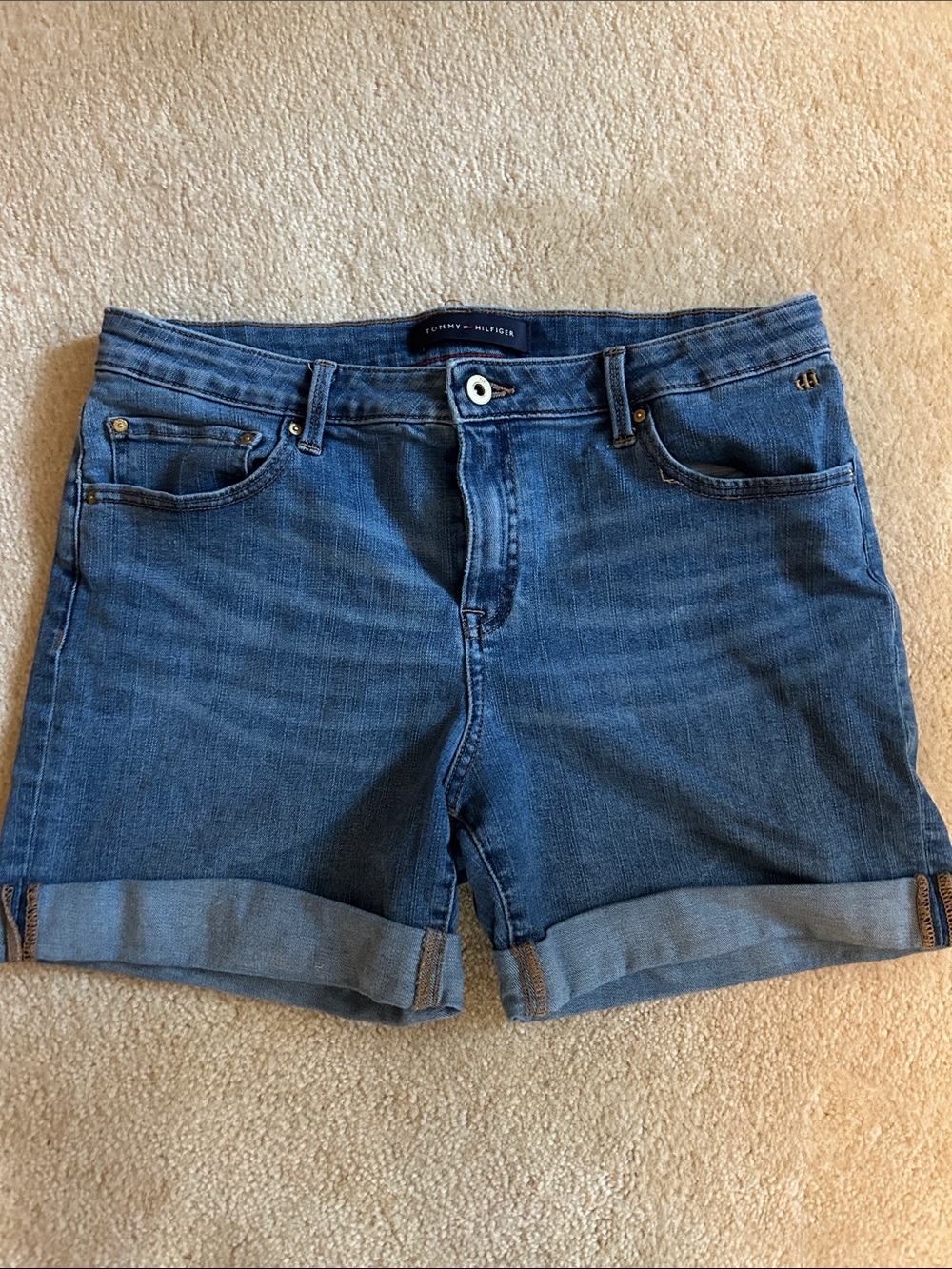 Tommy Hilfiger Dark Blue Denim Roll-Cuff Women's Shorts